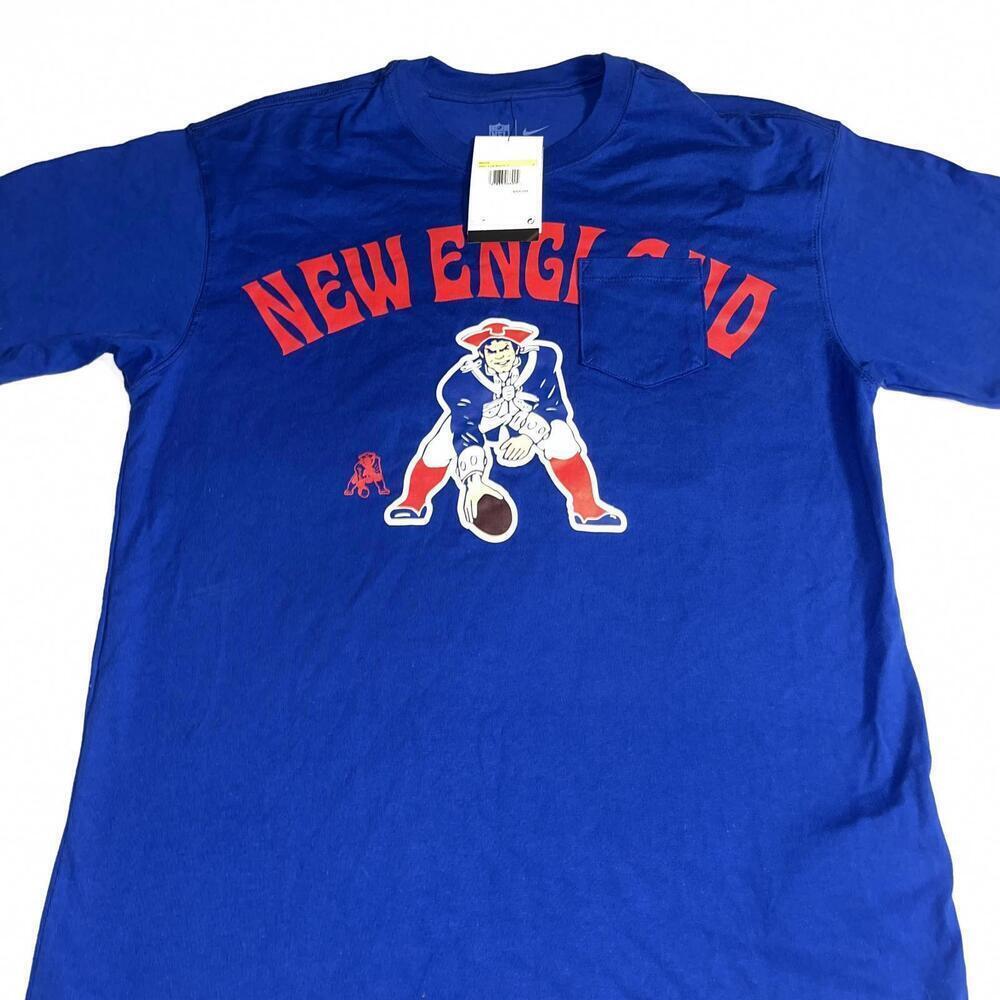 NWT Nike NFL New England Patriots Mens Small Blue Embroidered Nike Pocket Tshirt